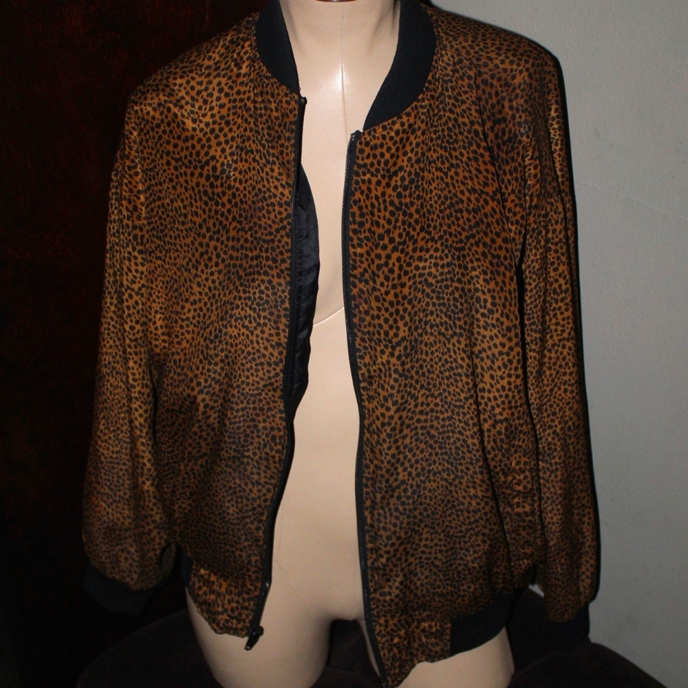 Vintage Cheetah Print Windbreaker Light Jacket
